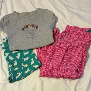 Kids Gray Balloon Bunny Set with Pink Patterned Pants